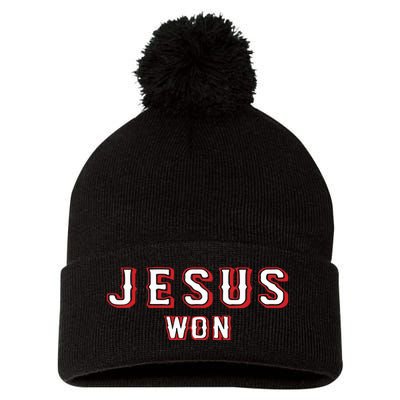 Evan Carter Jesus Won Pom Pom 12in Knit Beanie