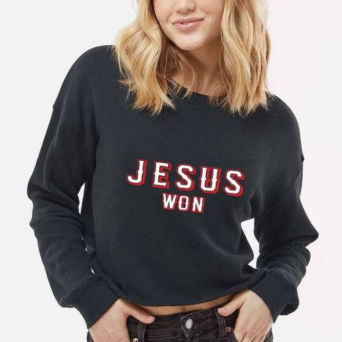 Evan Carter Jesus Won Cropped Pullover Crew