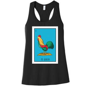 El Chicken Lottery Gift The Chicken Card Mexican Lottery Women's Racerback Tank