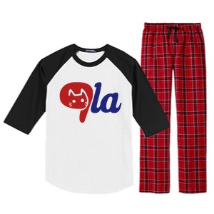 Election Cat La Kamala Harris Comma La 2024 Raglan Sleeve Pajama Set