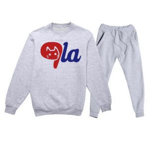 Election Cat La Kamala Harris Comma La 2024 Premium Crewneck Sweatsuit Set