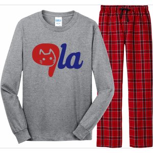 Election Cat La Kamala Harris Comma La 2024 Long Sleeve Pajama Set