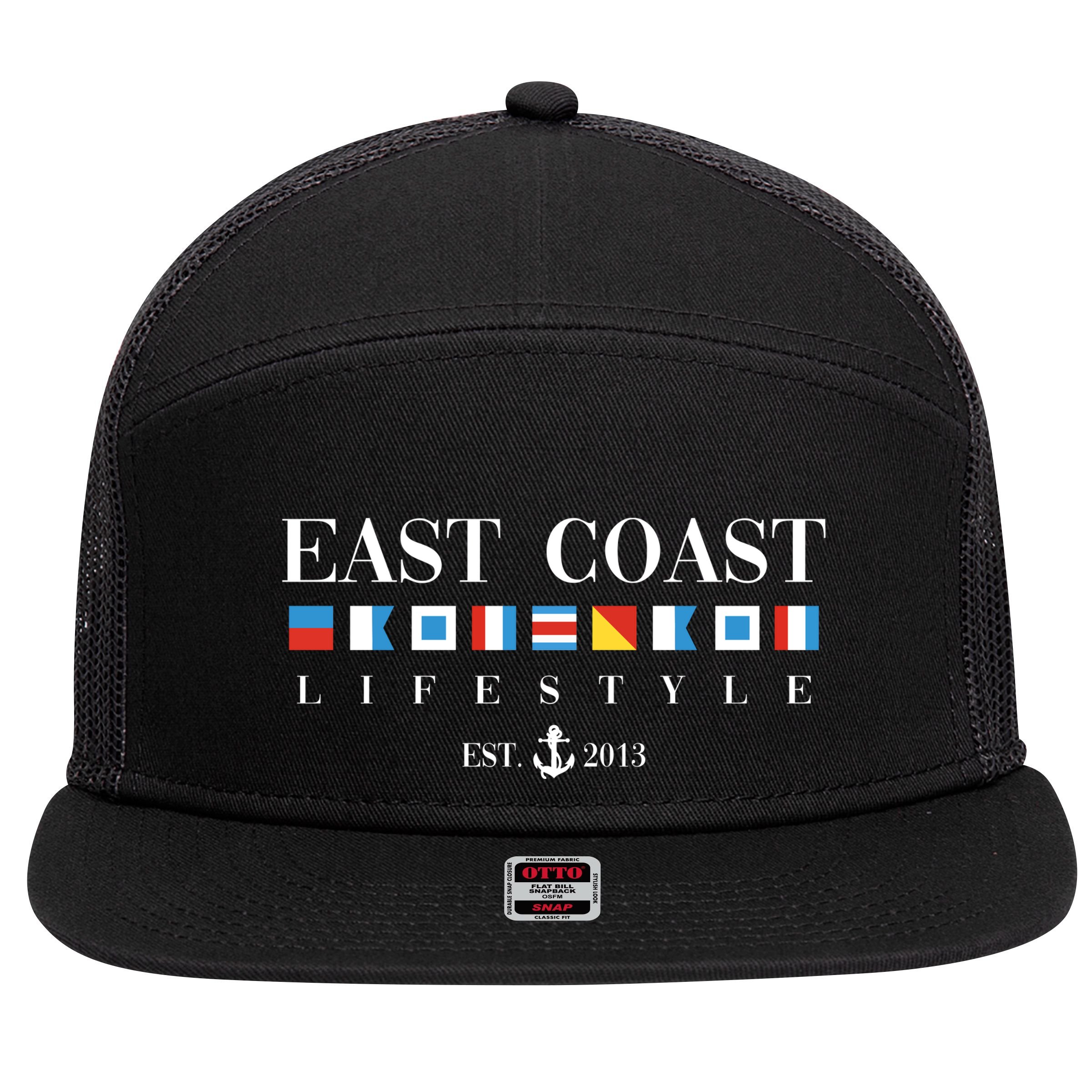 East Coast Lifestyle 7 Panel Mesh Trucker Snapback Hat
