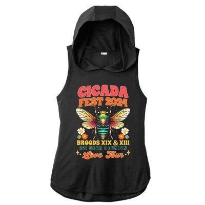 Entomology Cicada Lover Cicada Fest 2024 Broods Xix & Xiii Ladies PosiCharge Tri-Blend Wicking Draft Hoodie Tank