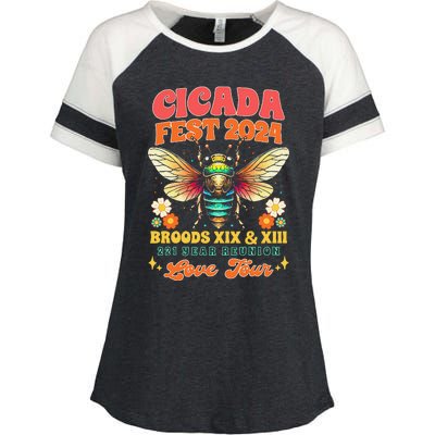 Entomology Cicada Lover Cicada Fest 2024 Broods Xix & Xiii Enza Ladies Jersey Colorblock Tee