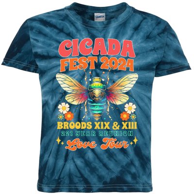 Entomology Cicada Lover Cicada Fest 2024 Broods Xix & Xiii Kids Tie-Dye T-Shirt