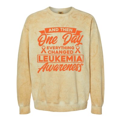 Everything Changed Leukemia Awareness Colorblast Crewneck Sweatshirt