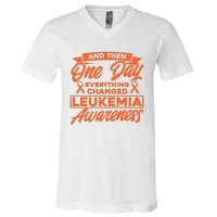 Everything Changed Leukemia Awareness V-Neck T-Shirt