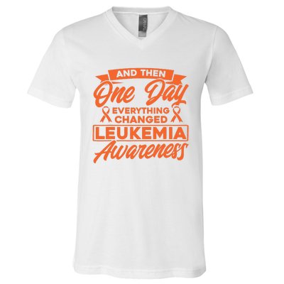 Everything Changed Leukemia Awareness V-Neck T-Shirt