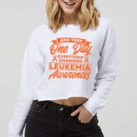 Everything Changed Leukemia Awareness Cropped Pullover Crew