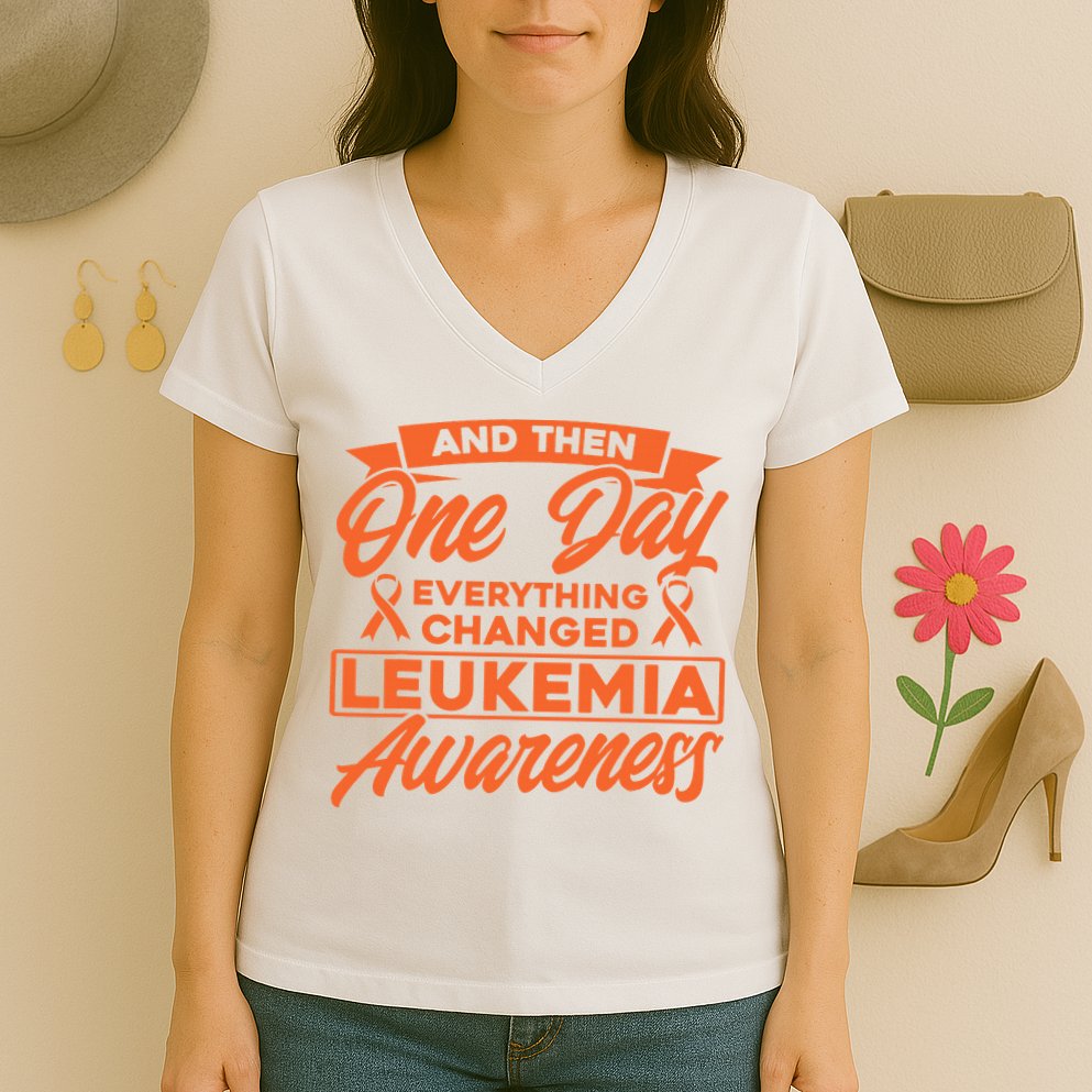 Everything Changed Leukemia Awareness Women's V-Neck T-Shirt