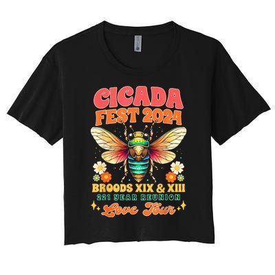 Entomology Cicada Lover Cicada Fest 2024 Broods Xix & Xiii Women's Crop Top Tee