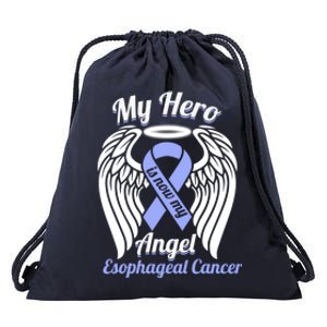 Esophegeal Cancer My Hero Is Now My Angel Wings Gift Drawstring Bag