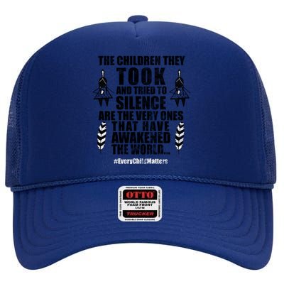 Every Child Matters Quote High Crown Mesh Back Trucker Hat