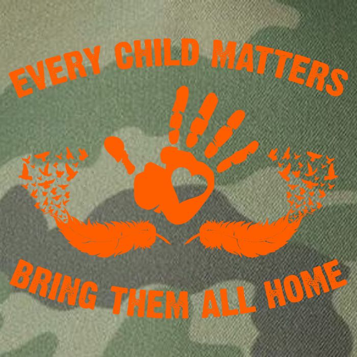 Every Child Matters Bring Them All Home Orange Handprint Legacy Tie Dye Trucker Hat