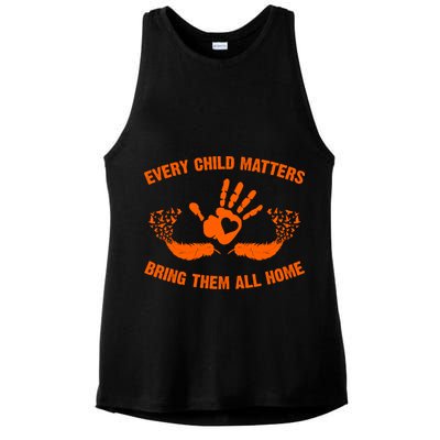 Every Child Matters Bring Them All Home Orange Handprint Ladies PosiCharge Tri-Blend Wicking Tank