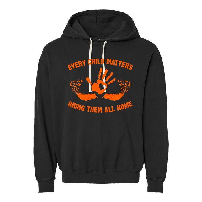 Every Child Matters Bring Them All Home Orange Handprint Garment-Dyed Fleece Hoodie