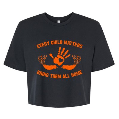 Every Child Matters Bring Them All Home Orange Handprint Bella+Canvas Jersey Crop Tee