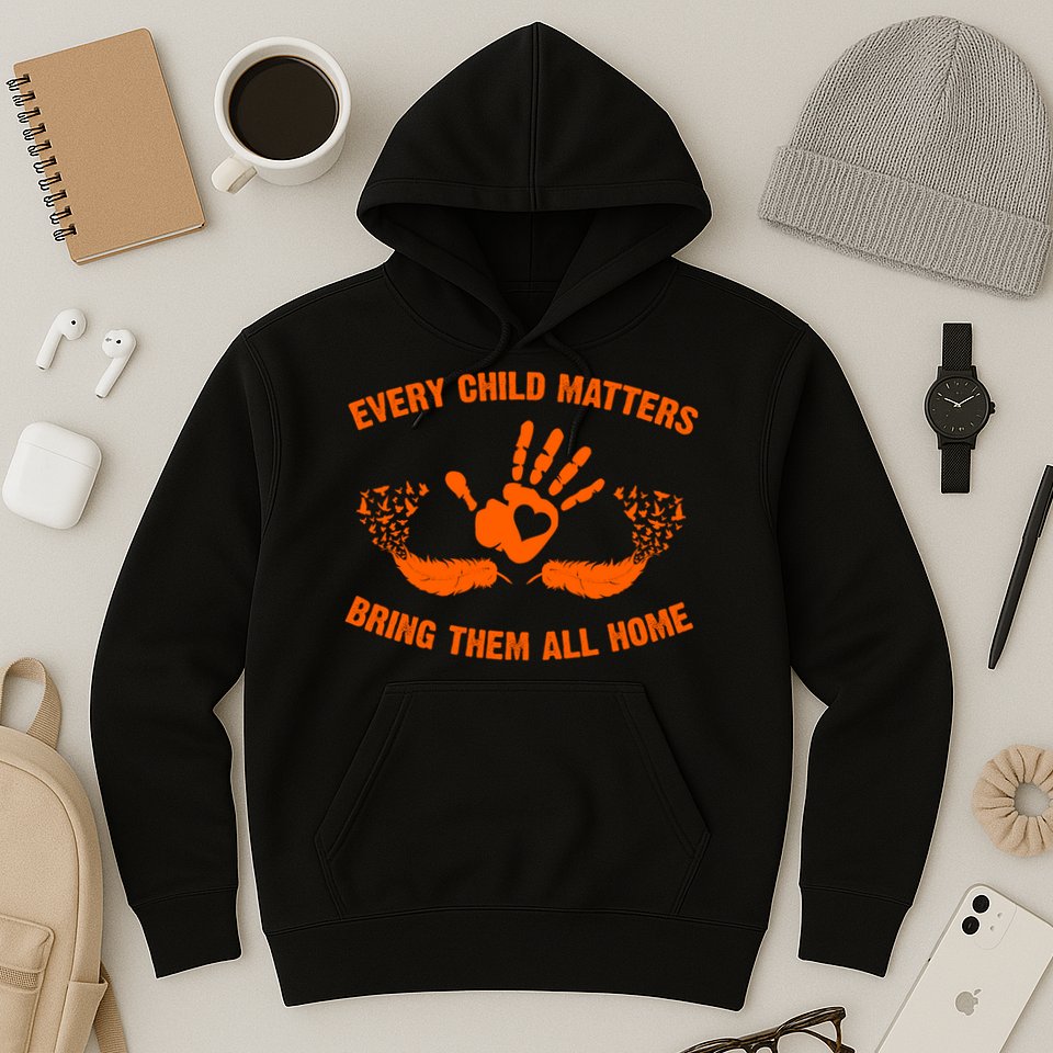 Every Child Matters Bring Them All Home Orange Handprint Hoodie