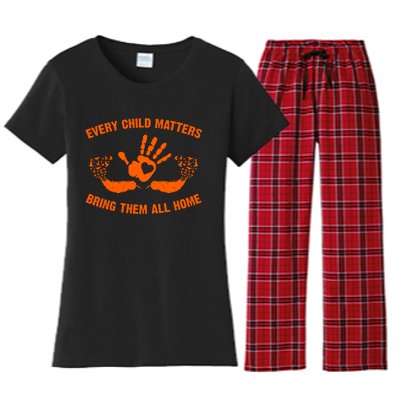 Every Child Matters Bring Them All Home Orange Handprint Women's Flannel Pajama Set