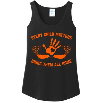 Every Child Matters Bring Them All Home Orange Handprint Ladies Essential Tank