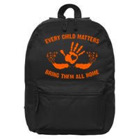 Every Child Matters Bring Them All Home Orange Handprint 16 in Basic Backpack