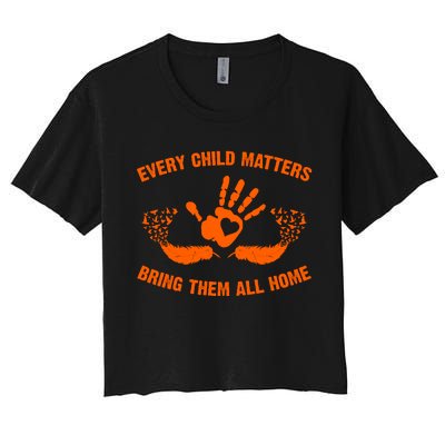 Every Child Matters Bring Them All Home Orange Handprint Women's Crop Top Tee