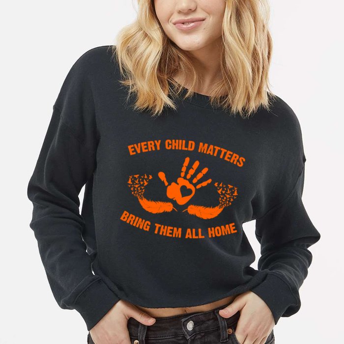 Every Child Matters Bring Them All Home Orange Handprint Cropped Pullover Crew