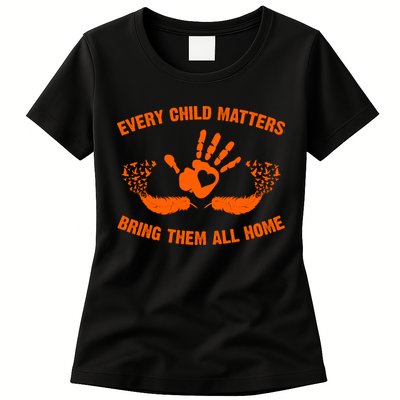 Every Child Matters Bring Them All Home Orange Handprint Womens T-Shirt