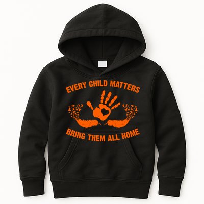 Every Child Matters Bring Them All Home Orange Handprint Kids Hoodie