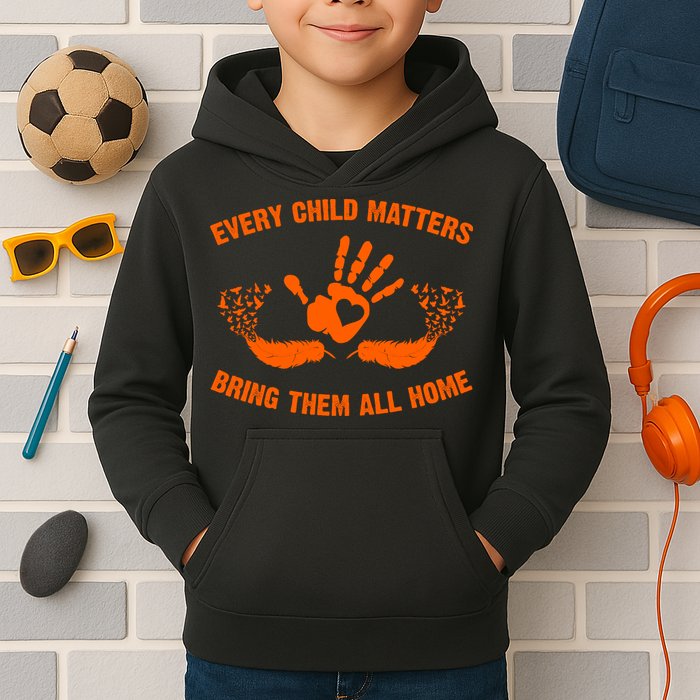 Every Child Matters Bring Them All Home Orange Handprint Kids Hoodie