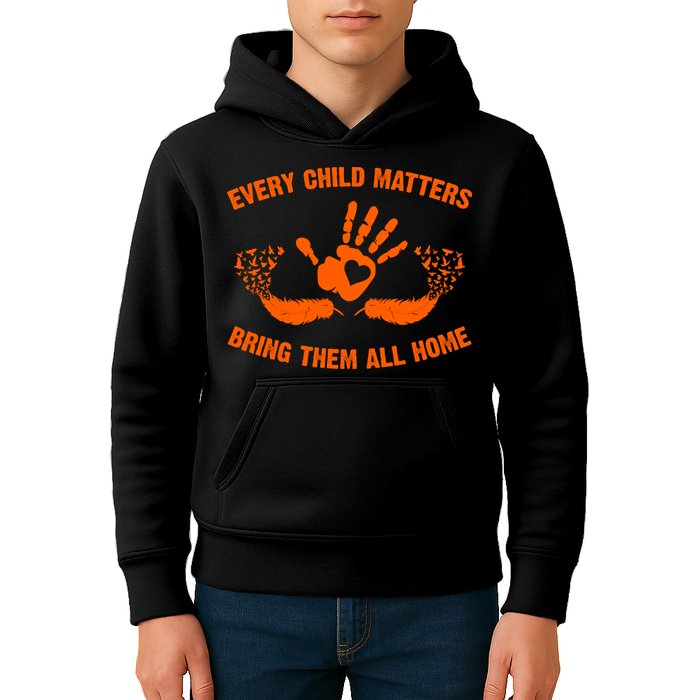 Every Child Matters Bring Them All Home Orange Handprint Kids Hoodie
