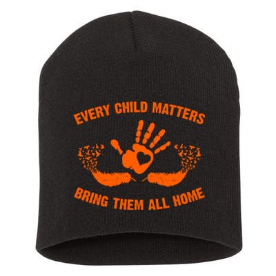 Every Child Matters Bring Them All Home Orange Handprint Short Acrylic Beanie