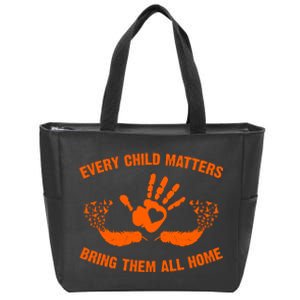 Every Child Matters Bring Them All Home Orange Handprint Zip Tote Bag