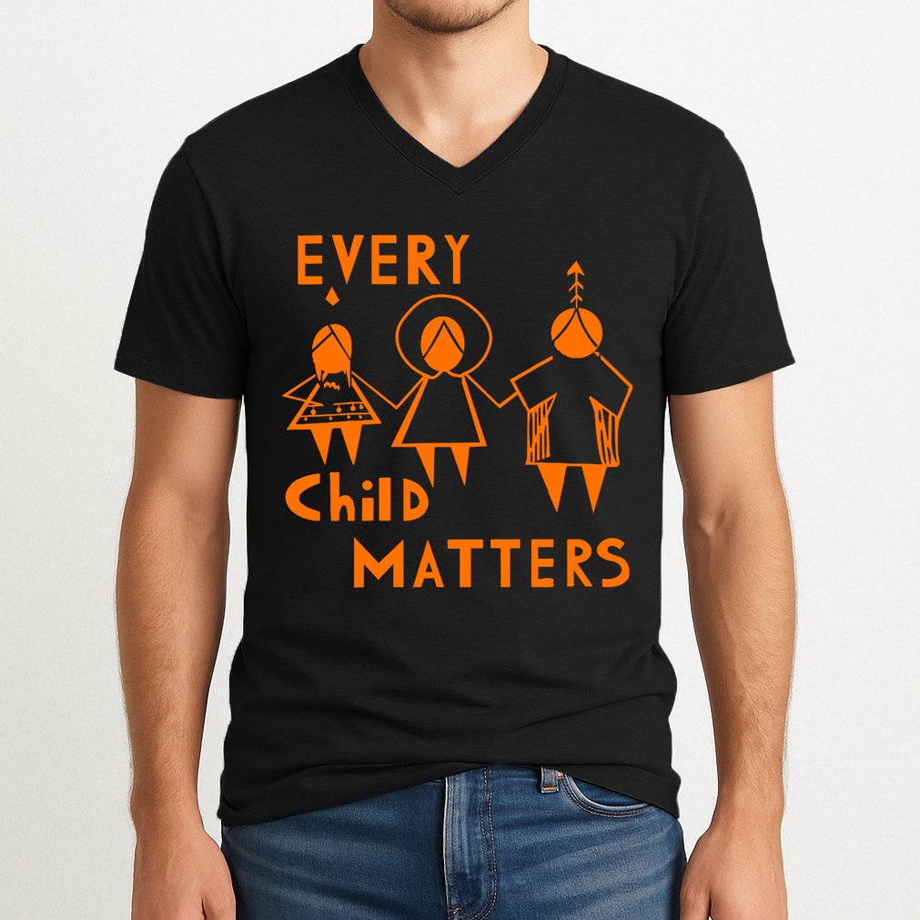 Every Child Matters Orange Print V-Neck T-Shirt
