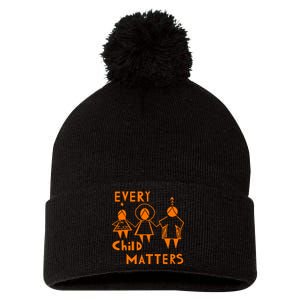 Every Child Matters Orange Print Pom Pom 12in Knit Beanie