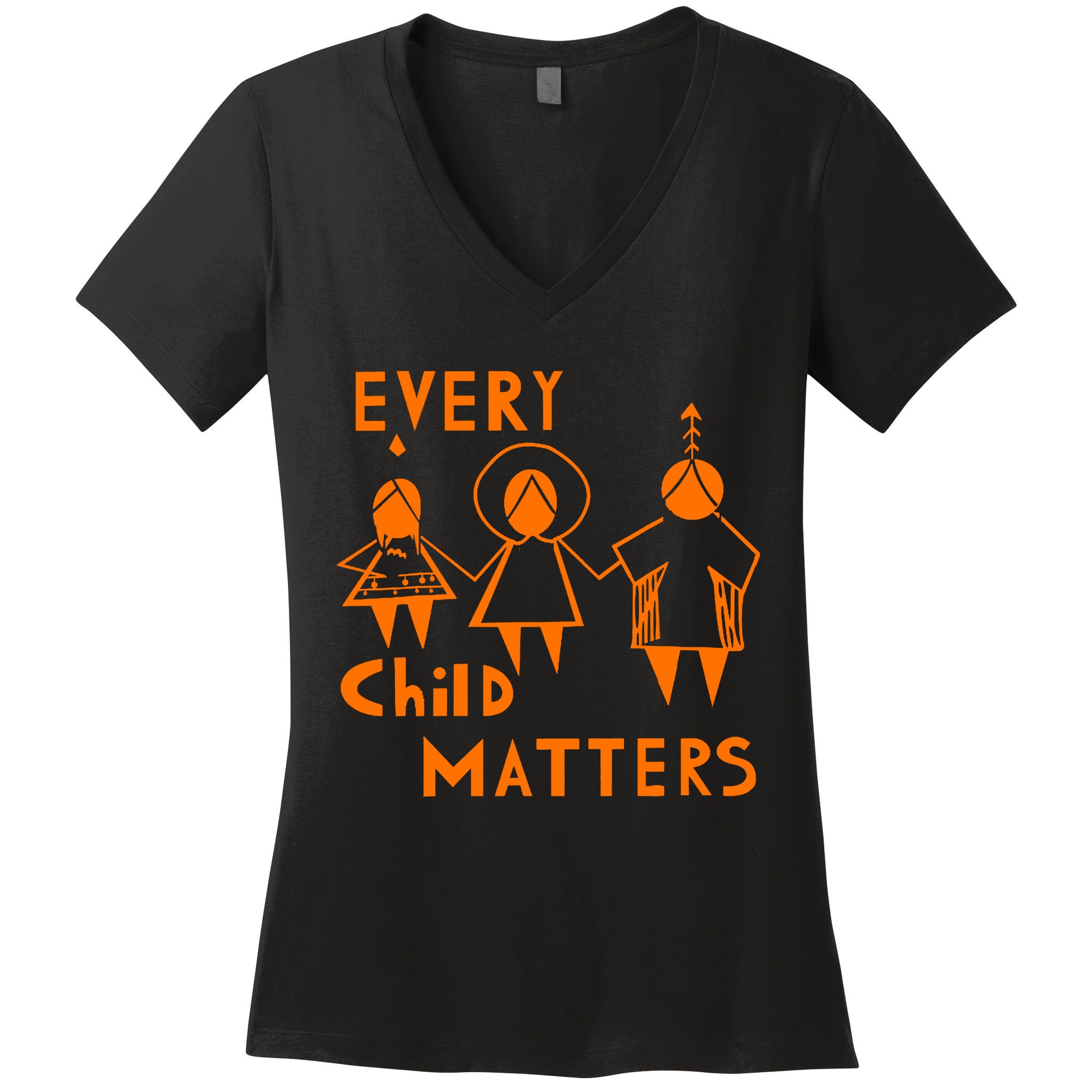 Every Child Matters Orange Print Women's V-Neck T-Shirt