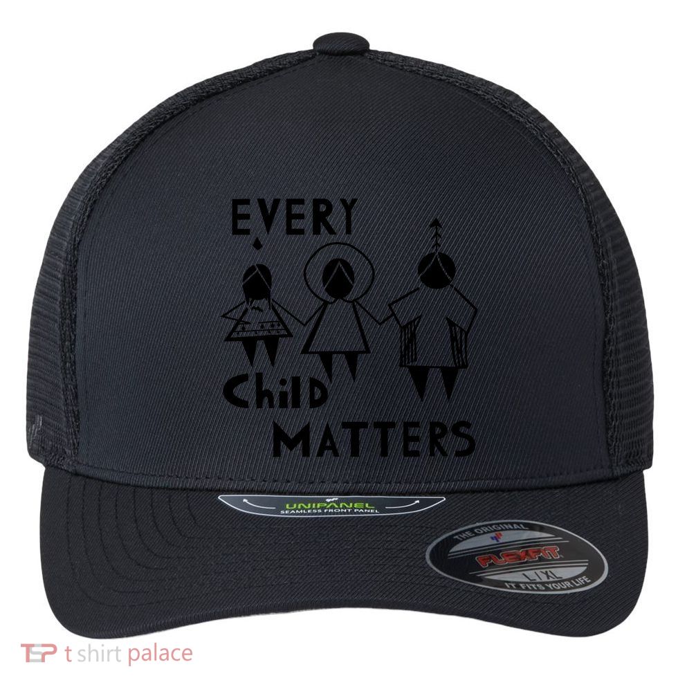 Every Child Matters Black Print Orange Flexfit Unipanel Trucker Cap