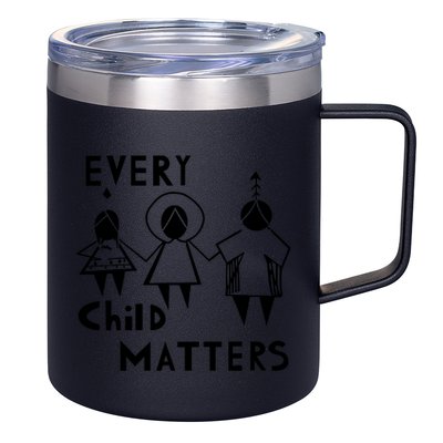Every Child Matters Black Print Orange 12oz Stainless Steel Coffee Mug