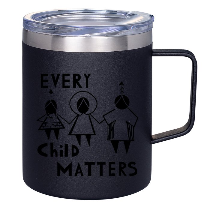Every Child Matters Black Print Orange 12oz Stainless Steel Coffee Mug