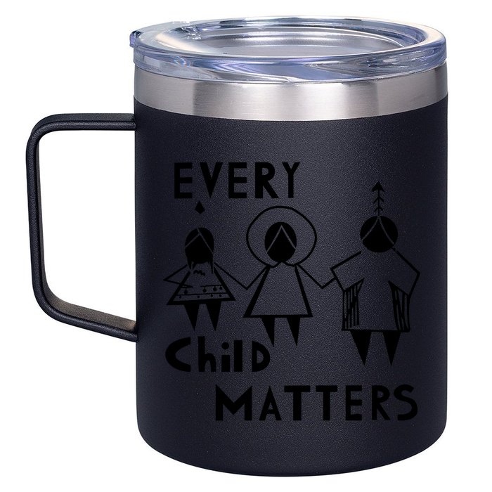 Every Child Matters Black Print Orange 12oz Stainless Steel Coffee Mug