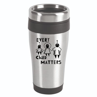 Every Child Matters Black Print Orange 16oz Travel Tumbler