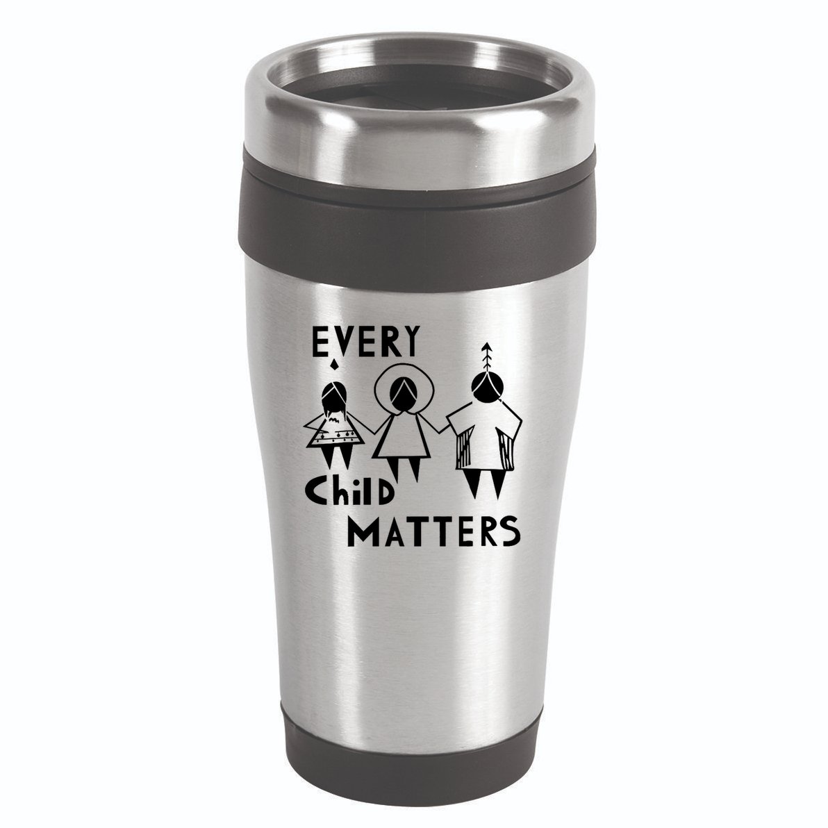 Every Child Matters Black Print Orange 16oz Travel Tumbler