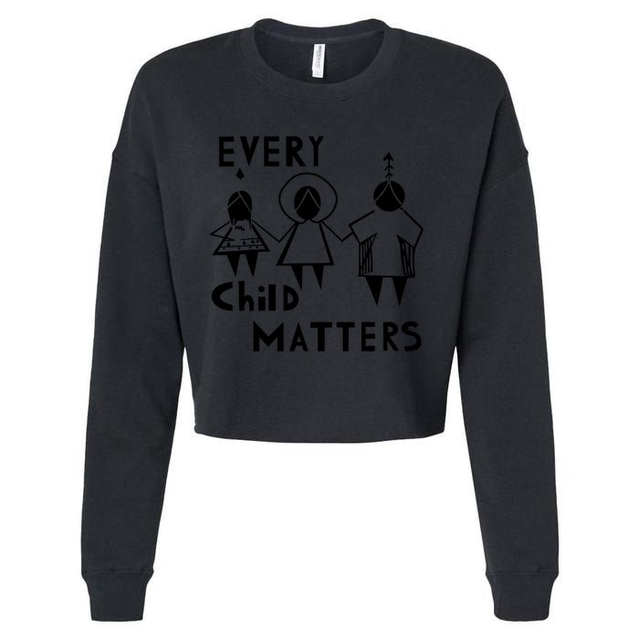 Every Child Matters Black Print Orange Cropped Pullover Crew