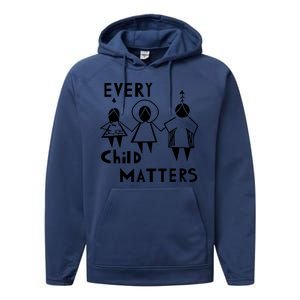 Every Child Matters Black Print Orange Performance Fleece Hoodie