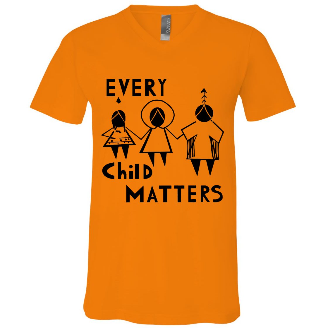 Every Child Matters Black Print Orange V-Neck T-Shirt