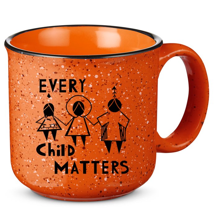 Every Child Matters Black Print Orange 15oz Campfire Ceramic Mug