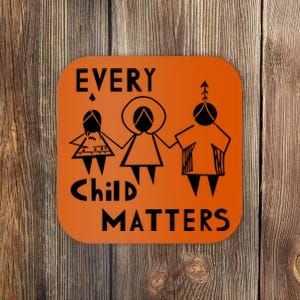 Every Child Matters Black Print Orange Coaster