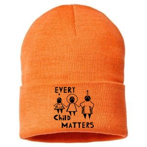 Every Child Matters Black Print Orange Sustainable Knit Beanie