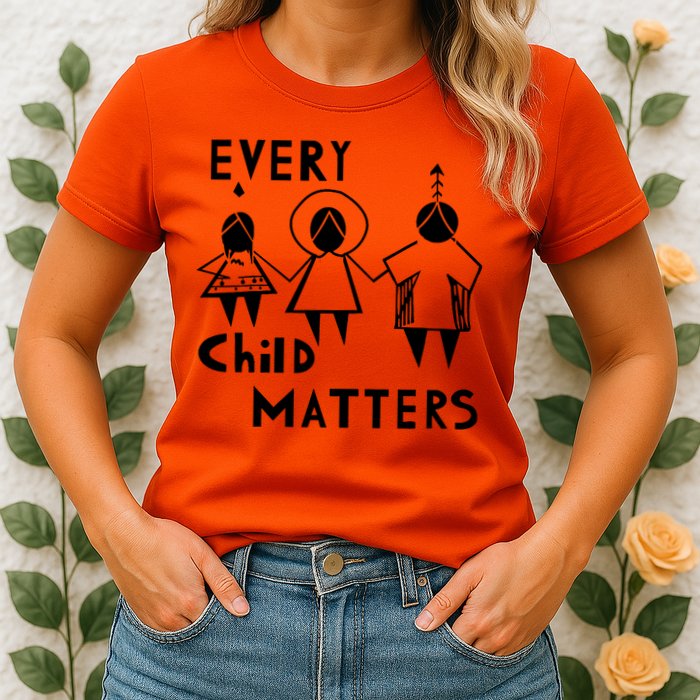 Every Child Matters Black Print Orange Womens T-Shirt